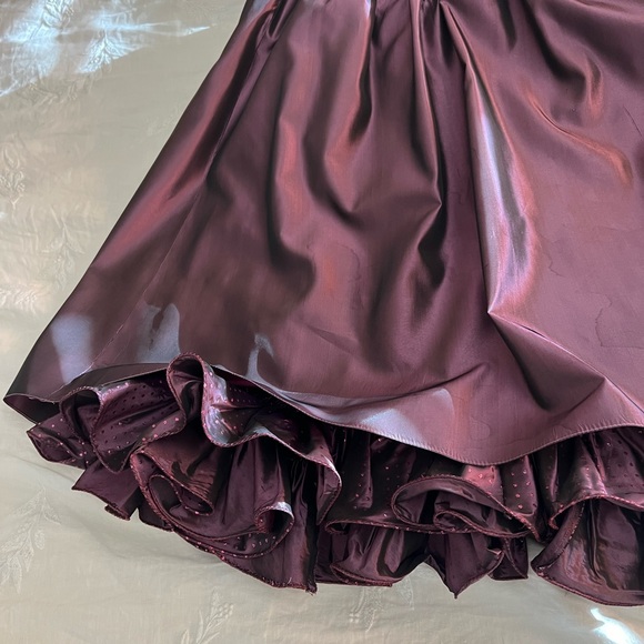 Vintage Union label Purple cold shoulder ruffle neck evening dress size 10 - Picture 7 of 9